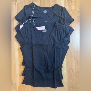 QINSEN Women’s Black Short Sleeve Crew Tee 3 PACK
